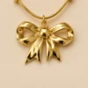 Golden Bow Pendant Necklace