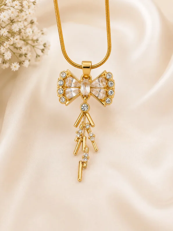 Crystal Bow Pendant Necklace