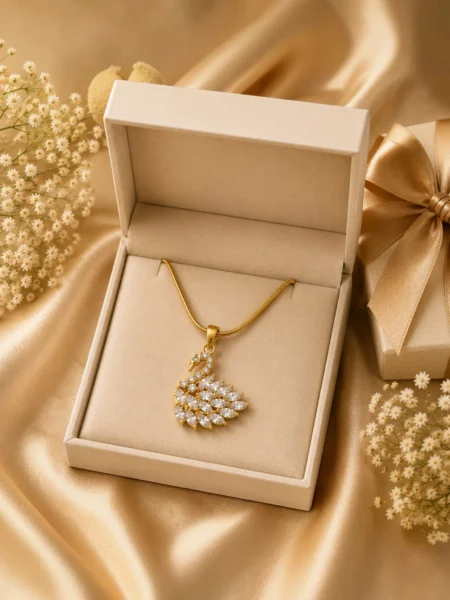 Crystal Swan Pendant Necklace