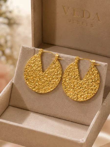 Textured Gold Statement Hoop Earrings