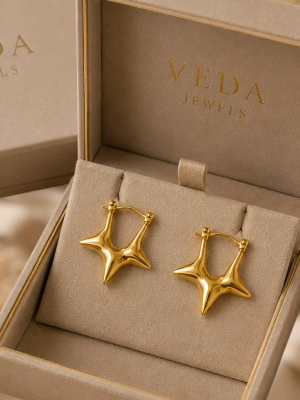 gold star hoop earrings for women