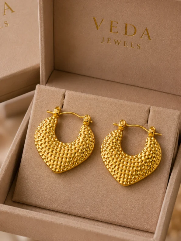 Textured gold hoop earrings for women