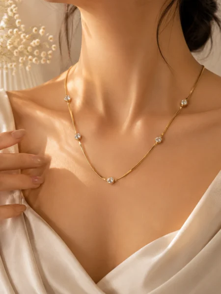 Crystal Station Chain Necklace