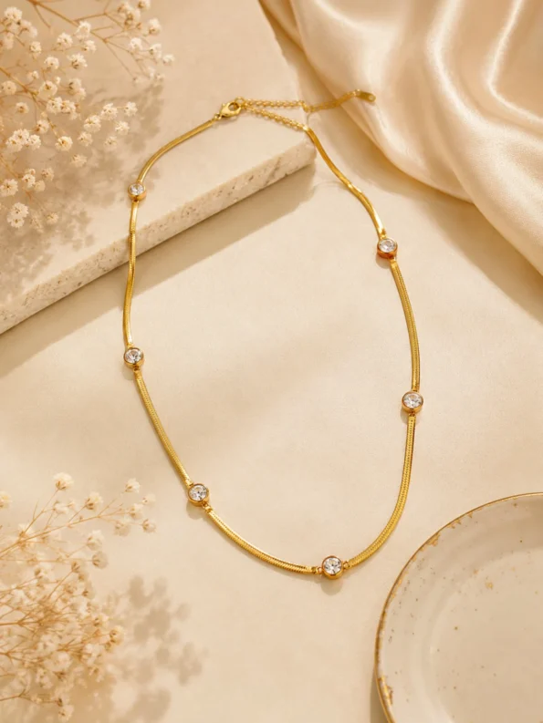 Crystal Station Chain Necklace